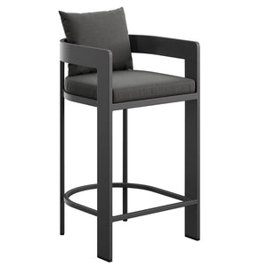 Modway Furniture Tahoe Outdoor Aluminum Bar Chair with Cushions Powder Coated for Patio Decks Charcoal EEI-7595-CHA