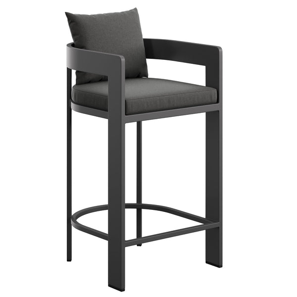 Modway Furniture Tahoe Outdoor Aluminum Bar Chair with Cushions Powder Coated for Patio Decks Charcoal EEI-7595-CHA