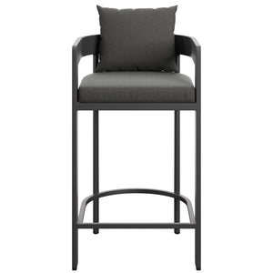 Modway Furniture Tahoe Outdoor Aluminum Bar Chair with Cushions Powder Coated for Patio Decks Charcoal EEI-7595-CHA