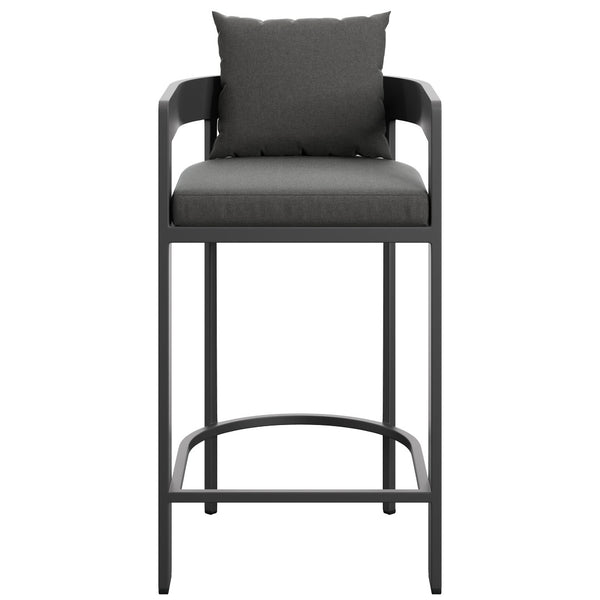 Modway Furniture Tahoe Outdoor Aluminum Bar Chair with Cushions Powder Coated for Patio Decks Charcoal EEI-7595-CHA