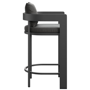 Modway Furniture Tahoe Outdoor Aluminum Bar Chair with Cushions Powder Coated for Patio Decks Charcoal EEI-7595-CHA