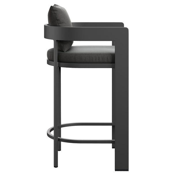 Modway Furniture Tahoe Outdoor Aluminum Bar Chair with Cushions Powder Coated for Patio Decks Charcoal EEI-7595-CHA