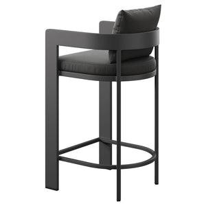 Modway Furniture Tahoe Outdoor Aluminum Bar Chair with Cushions Powder Coated for Patio Decks Charcoal EEI-7595-CHA