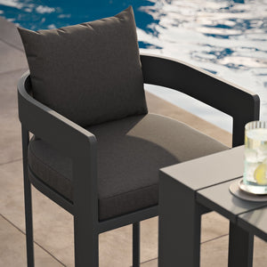 Modway Furniture Tahoe Outdoor Aluminum Bar Chair with Cushions Powder Coated for Patio Decks Charcoal EEI-7595-CHA