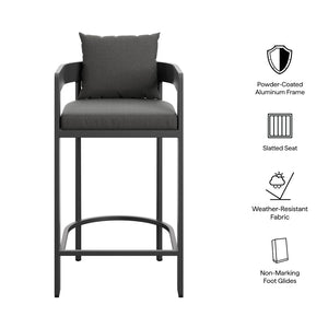 Modway Furniture Tahoe Outdoor Aluminum Bar Chair with Cushions Powder Coated for Patio Decks Charcoal EEI-7595-CHA