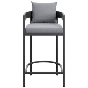 Modway Furniture Tahoe Outdoor Aluminum Bar Chair with Cushions Powder Coated for Patio Decks Gray EEI-7595-GRY