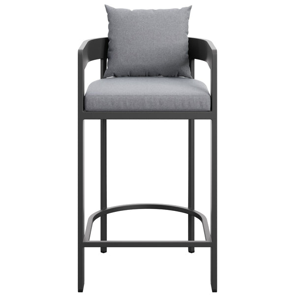 Modway Furniture Tahoe Outdoor Aluminum Bar Chair with Cushions Powder Coated for Patio Decks Gray EEI-7595-GRY