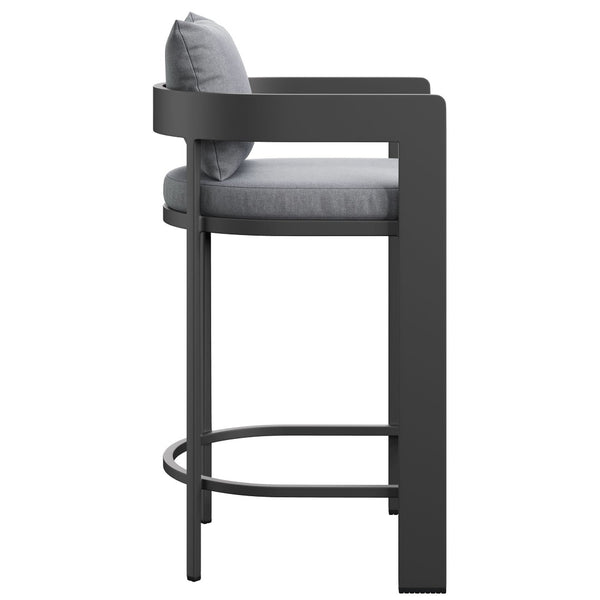 Modway Furniture Tahoe Outdoor Aluminum Bar Chair with Cushions Powder Coated for Patio Decks Gray EEI-7595-GRY