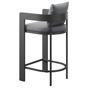 Modway Furniture Tahoe Outdoor Aluminum Bar Chair with Cushions Powder Coated for Patio Decks Gray EEI-7595-GRY