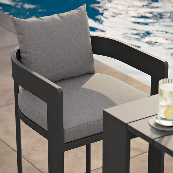 Modway Furniture Tahoe Outdoor Aluminum Bar Chair with Cushions Powder Coated for Patio Decks Gray EEI-7595-GRY