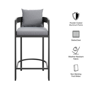 Modway Furniture Tahoe Outdoor Aluminum Bar Chair with Cushions Powder Coated for Patio Decks Gray EEI-7595-GRY