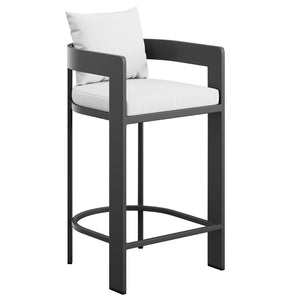 Modway Furniture Tahoe Outdoor Aluminum Bar Chair with Cushions Powder Coated for Patio Decks White EEI-7595-WHI