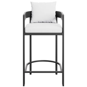 Modway Furniture Tahoe Outdoor Aluminum Bar Chair with Cushions Powder Coated for Patio Decks White EEI-7595-WHI