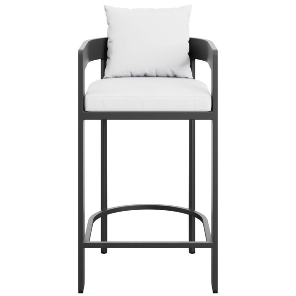 Modway Furniture Tahoe Outdoor Aluminum Bar Chair with Cushions Powder Coated for Patio Decks White EEI-7595-WHI