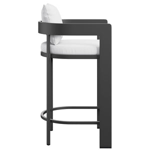Modway Furniture Tahoe Outdoor Aluminum Bar Chair with Cushions Powder Coated for Patio Decks White EEI-7595-WHI