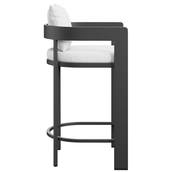 Modway Furniture Tahoe Outdoor Aluminum Bar Chair with Cushions Powder Coated for Patio Decks White EEI-7595-WHI