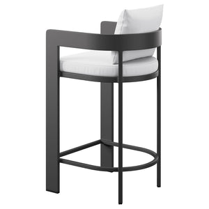 Modway Furniture Tahoe Outdoor Aluminum Bar Chair with Cushions Powder Coated for Patio Decks White EEI-7595-WHI