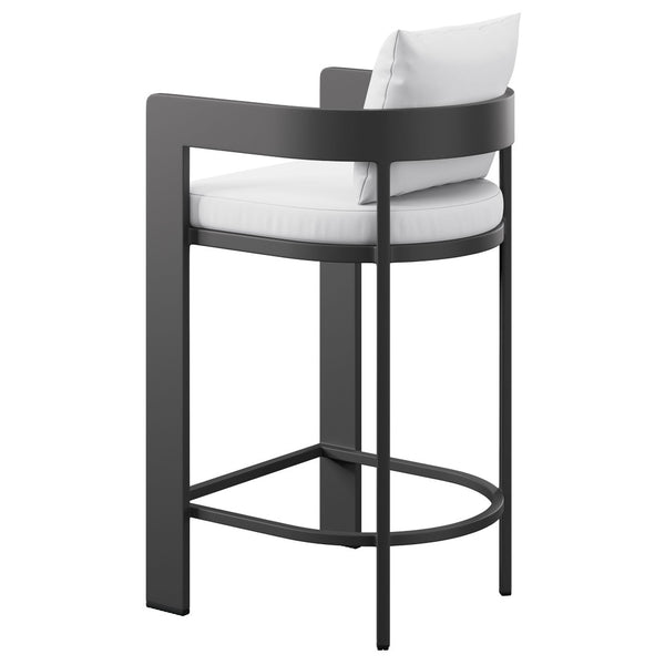 Modway Furniture Tahoe Outdoor Aluminum Bar Chair with Cushions Powder Coated for Patio Decks White EEI-7595-WHI