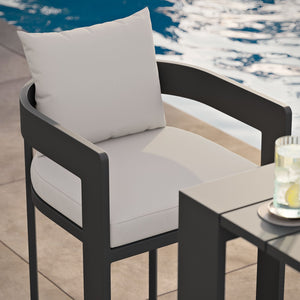 Modway Furniture Tahoe Outdoor Aluminum Bar Chair with Cushions Powder Coated for Patio Decks White EEI-7595-WHI
