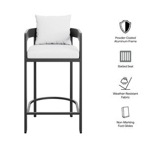 Modway Furniture Tahoe Outdoor Aluminum Bar Chair with Cushions Powder Coated for Patio Decks White EEI-7595-WHI