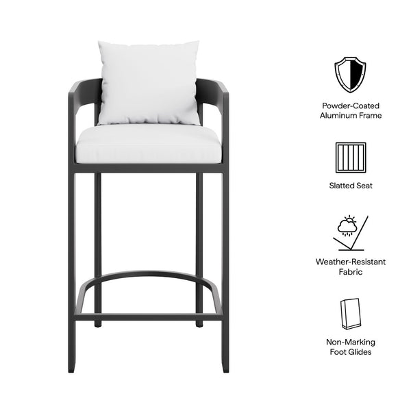 Modway Furniture Tahoe Outdoor Aluminum Bar Chair with Cushions Powder Coated for Patio Decks White EEI-7595-WHI