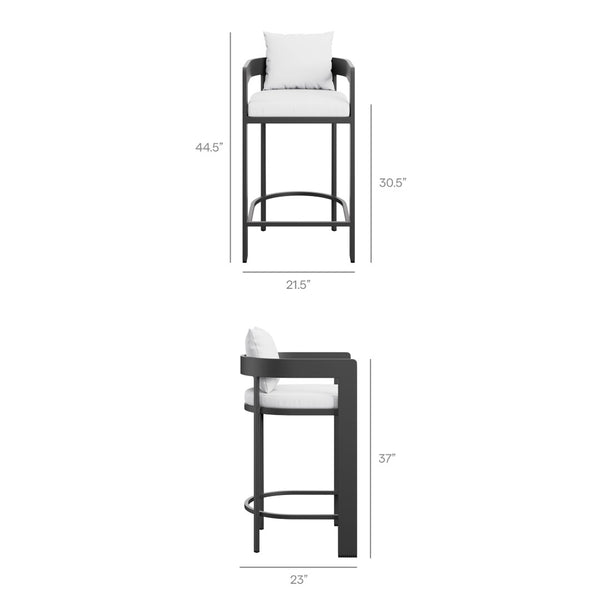 Modway Furniture Tahoe Outdoor Aluminum Bar Chair with Cushions Powder Coated for Patio Decks White EEI-7595-WHI
