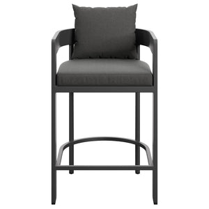 Modway Furniture Tahoe Modway Outdoor Aluminum Counter Stool with Cushion Slatted Barrel Patio Seat Charcoal EEI-7596-CHA