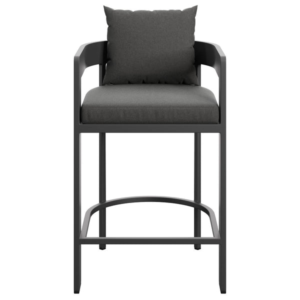 Modway Furniture Tahoe Modway Outdoor Aluminum Counter Stool with Cushion Slatted Barrel Patio Seat Charcoal EEI-7596-CHA