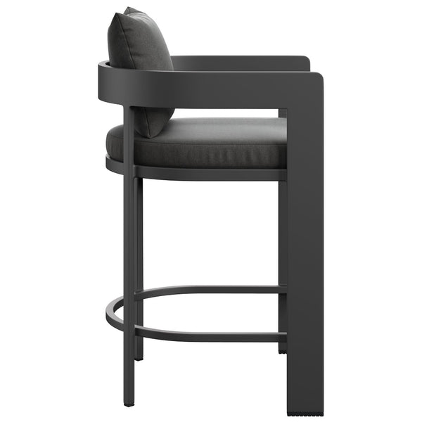 Modway Furniture Tahoe Modway Outdoor Aluminum Counter Stool with Cushion Slatted Barrel Patio Seat Charcoal EEI-7596-CHA