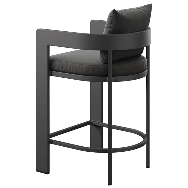 Modway Furniture Tahoe Modway Outdoor Aluminum Counter Stool with Cushion Slatted Barrel Patio Seat Charcoal EEI-7596-CHA