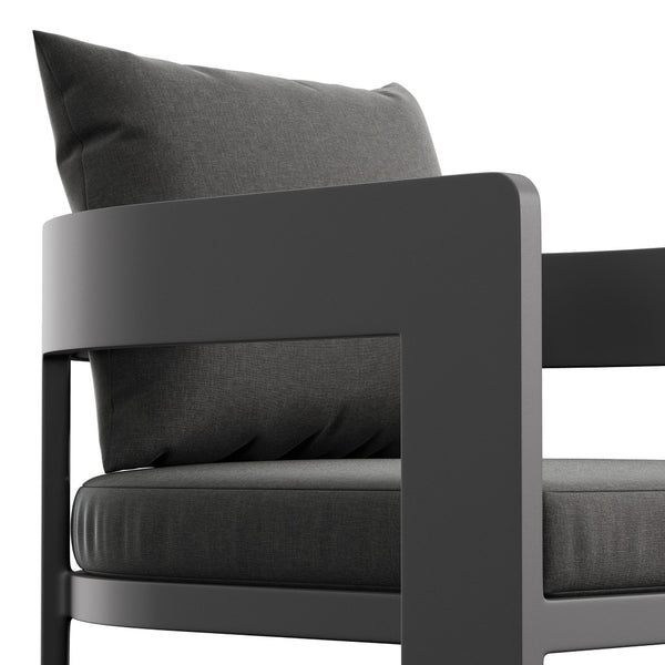 Modway Furniture Tahoe Modway Outdoor Aluminum Counter Stool with Cushion Slatted Barrel Patio Seat Charcoal EEI-7596-CHA