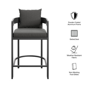 Modway Furniture Tahoe Modway Outdoor Aluminum Counter Stool with Cushion Slatted Barrel Patio Seat Charcoal EEI-7596-CHA