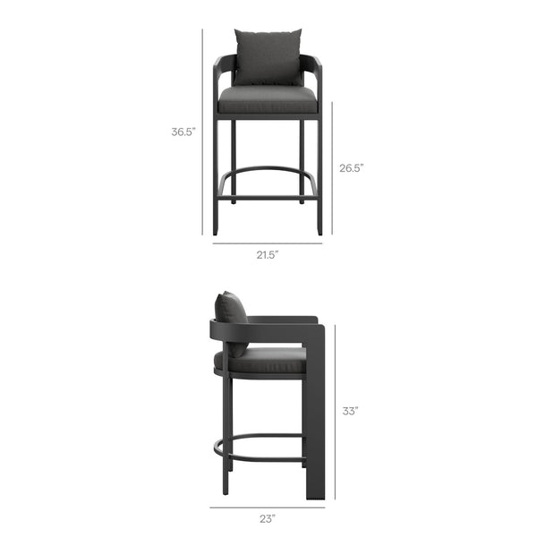 Modway Furniture Tahoe Modway Outdoor Aluminum Counter Stool with Cushion Slatted Barrel Patio Seat Charcoal EEI-7596-CHA