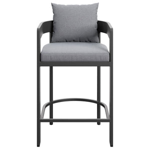Modway Furniture Tahoe Modway Outdoor Aluminum Counter Stool with Cushion Slatted Barrel Patio Seat Gray EEI-7596-GRY