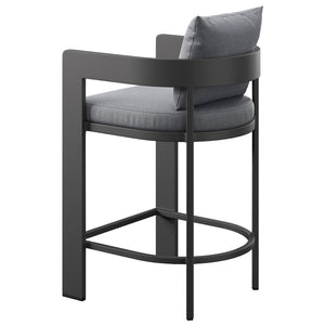 Modway Furniture Tahoe Modway Outdoor Aluminum Counter Stool with Cushion Slatted Barrel Patio Seat Gray EEI-7596-GRY