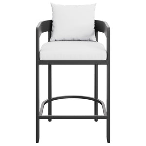 Modway Furniture Tahoe Modway Outdoor Aluminum Counter Stool with Cushion Slatted Barrel Patio Seat White EEI-7596-WHI
