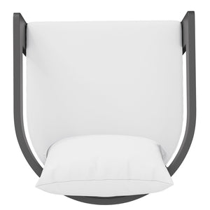 Modway Furniture Tahoe Modway Outdoor Aluminum Counter Stool with Cushion Slatted Barrel Patio Seat White EEI-7596-WHI