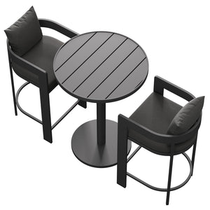 Modway Furniture Tahoe Outdoor Aluminum Bar Set Powder Coated Slatted Patio Dining for Two Charcoal EEI-7597-CHA