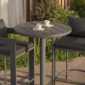 Modway Furniture Tahoe Outdoor Aluminum Bar Set Powder Coated Slatted Patio Dining for Two Charcoal EEI-7597-CHA