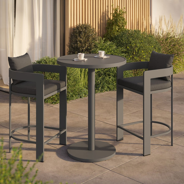 Modway Furniture Tahoe Outdoor Aluminum Bar Set Powder Coated Slatted Patio Dining for Two Charcoal EEI-7597-CHA