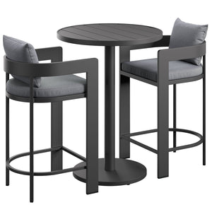 Modway Furniture Tahoe Outdoor Aluminum Bar Set Powder Coated Slatted Patio Dining for Two Gray EEI-7597-GRY
