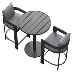 Modway Furniture Tahoe Outdoor Aluminum Bar Set Powder Coated Slatted Patio Dining for Two Gray EEI-7597-GRY