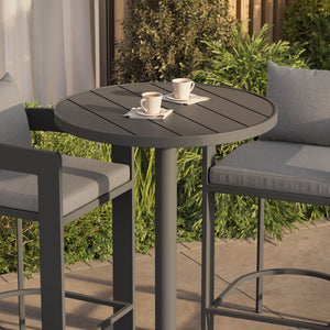 Modway Furniture Tahoe Outdoor Aluminum Bar Set Powder Coated Slatted Patio Dining for Two Gray EEI-7597-GRY