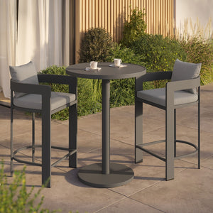 Modway Furniture Tahoe Outdoor Aluminum Bar Set Powder Coated Slatted Patio Dining for Two Gray EEI-7597-GRY