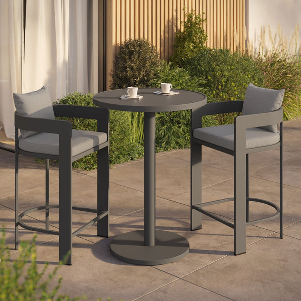 Modway Furniture Tahoe Outdoor Aluminum Bar Set Powder Coated Slatted Patio Dining for Two Gray EEI-7597-GRY