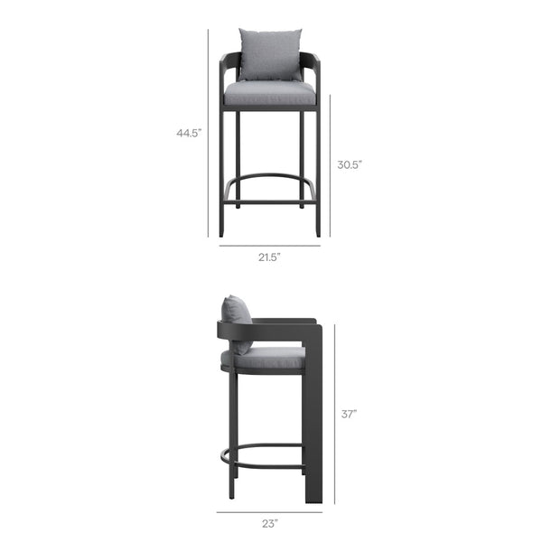 Modway Furniture Tahoe Outdoor Aluminum Bar Set Powder Coated Slatted Patio Dining for Two Gray EEI-7597-GRY