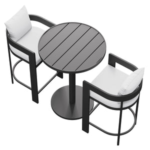Modway Furniture Tahoe Outdoor Aluminum Bar Set Powder Coated Slatted Patio Dining for Two White EEI-7597-WHI