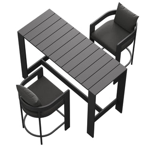 Modway Furniture Tahoe Modway Outdoor Aluminum Bar Set Powder Coated Patio Dining for Rooftop Decks Charcoal EEI-7598-CHA
