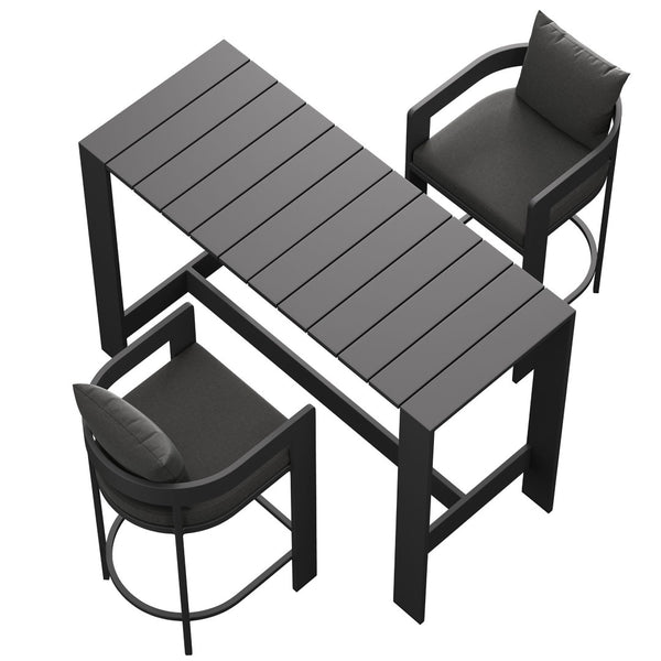 Modway Furniture Tahoe Modway Outdoor Aluminum Bar Set Powder Coated Patio Dining for Rooftop Decks Charcoal EEI-7598-CHA