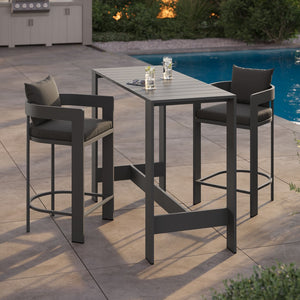 Modway Furniture Tahoe Modway Outdoor Aluminum Bar Set Powder Coated Patio Dining for Rooftop Decks Charcoal EEI-7598-CHA